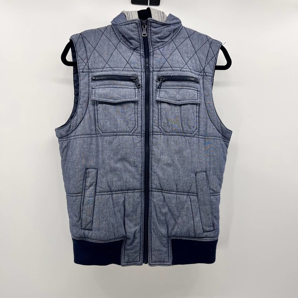 Bar III Hooded Zippered Puffer Vest Pockets Lined Warm Quilted Cotton Small - Picture 1 of 9